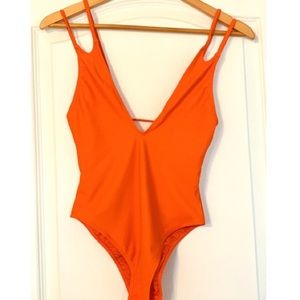 Aerie One Piece Orange Strappy Bathing Suit